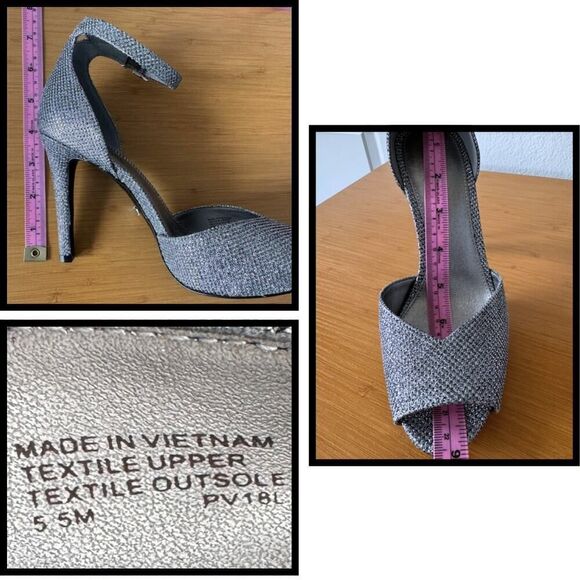 Michael Kors Womens Cambria Glitter Metallic Silver‎ Ankle Strap Sandals Sz 5.5M - Picture 5 of 7